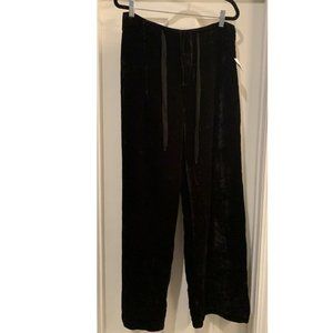 Wilt White Wide Leg Lounge Pants Black Velvet Size Large NEW NWOT button fly